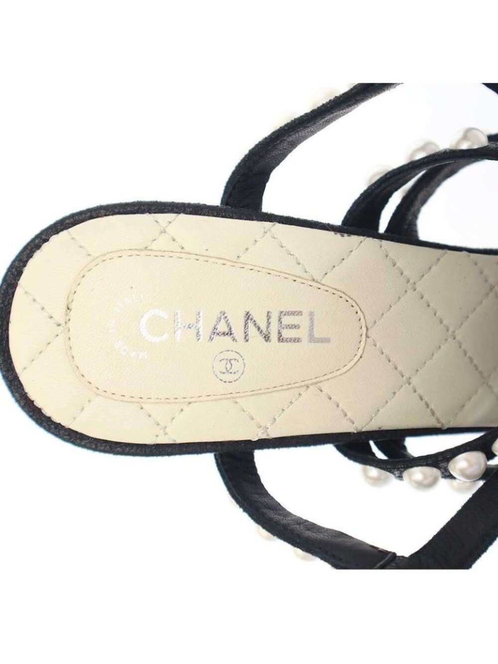 Chanel Multi-Strap Quilted Pearl Sandals Black 37 1 2 - Picture 5 of 10